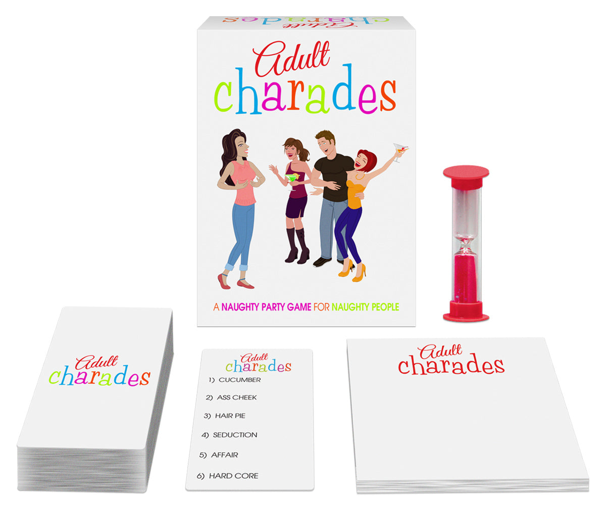 Adult Charades game box and cards, perfect for a fun, risqué party game for adults.