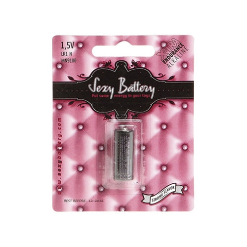 Sexy Battery LR1 N packaging for adult toys, vibrant pink background, ideal for enhancing battery life.