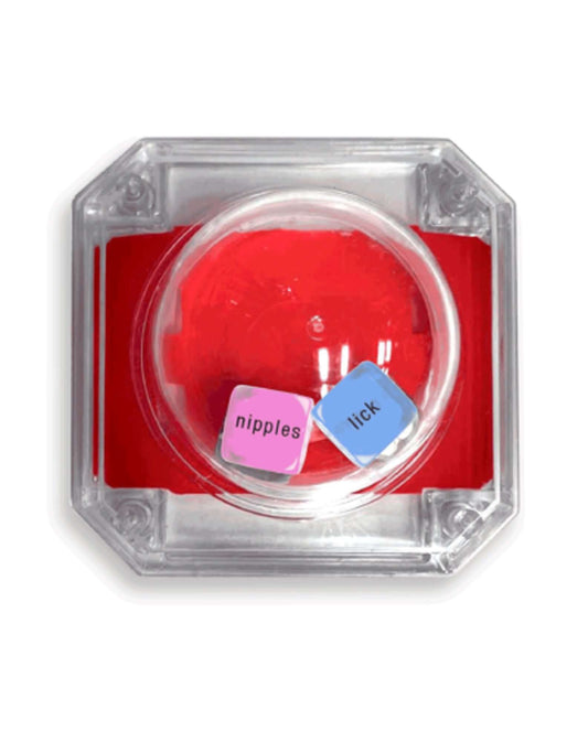 Sex Pop Popping Dice Game showing dice featuring 'nipples' and 'lick' for sexy couple fun.