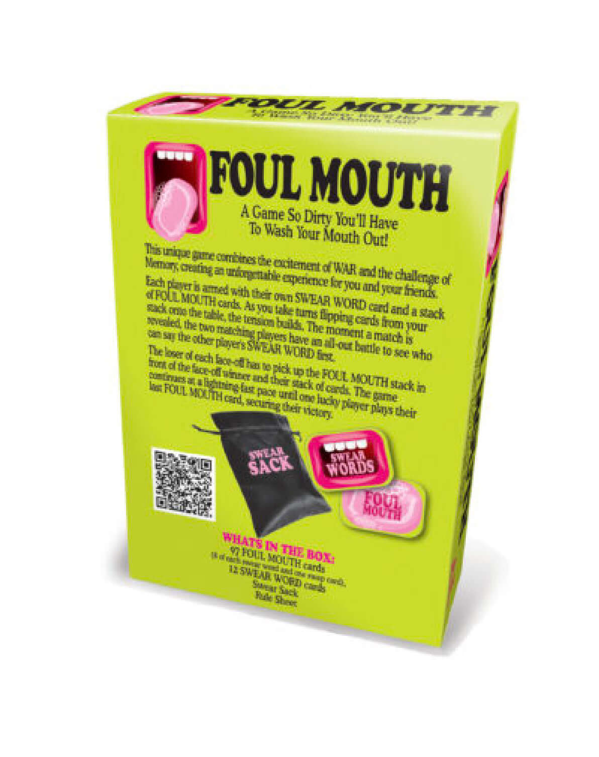 Foul Mouth card game box showcasing daring gameplay and colorful design, perfect for adult fun.