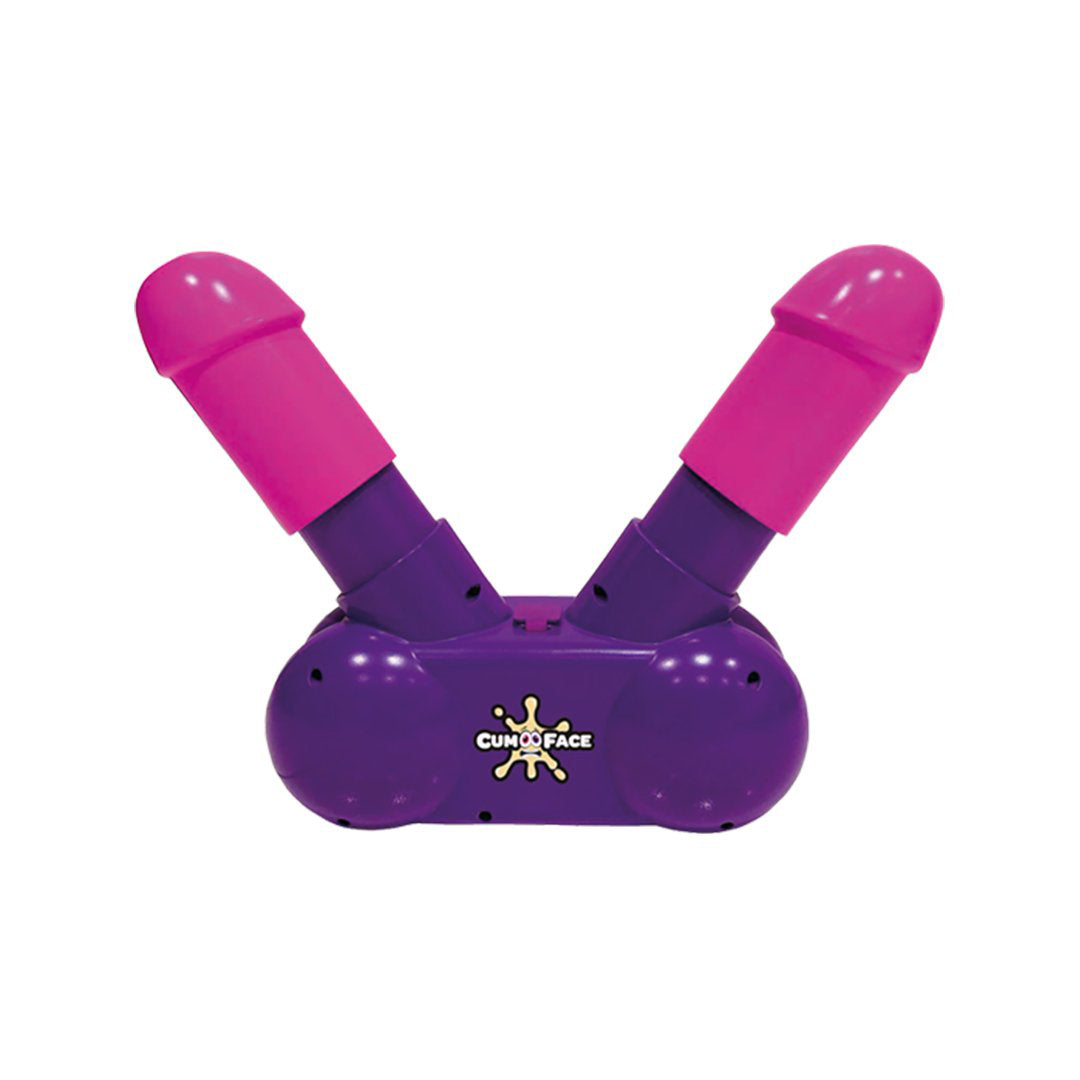 Vibrant purple duel pump action penis game for adult parties, designed for fun and outrageous challenges.