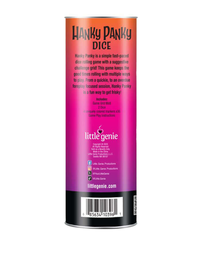 Hanky Panky Dice Game - Game for Couples Want to heat up your game night? Meet Hanky Panky, the dice game that sparks laughter and drops all inhibitions! Featuring a playful challenge grid, it’s perfect for when you’re feeling bold and adventurous. Whethe