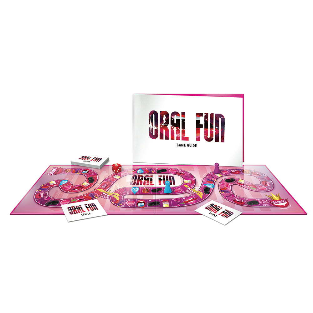 Oral Fun Board Game with game guide, colorful board, and playful symbols for adult entertainment.