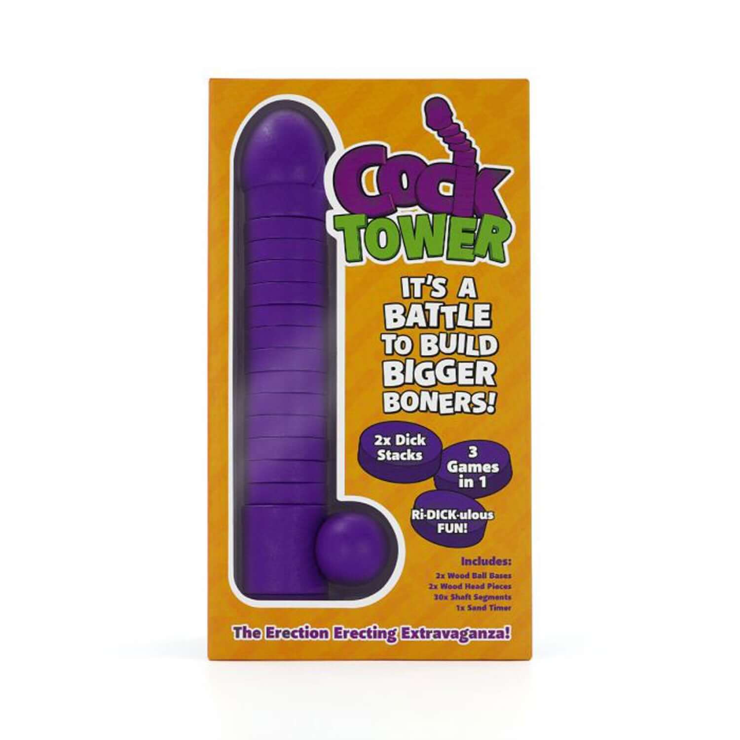 Play Wiv Me - Cock Tower - Purple Move over Leaning Tower of Pisa—here comes the Cock Tower! Test your skills and compete with friends to create the tallest erection in this cheeky, provocative party game. Perfect for pre-drinks, hen nights, or adult dinn