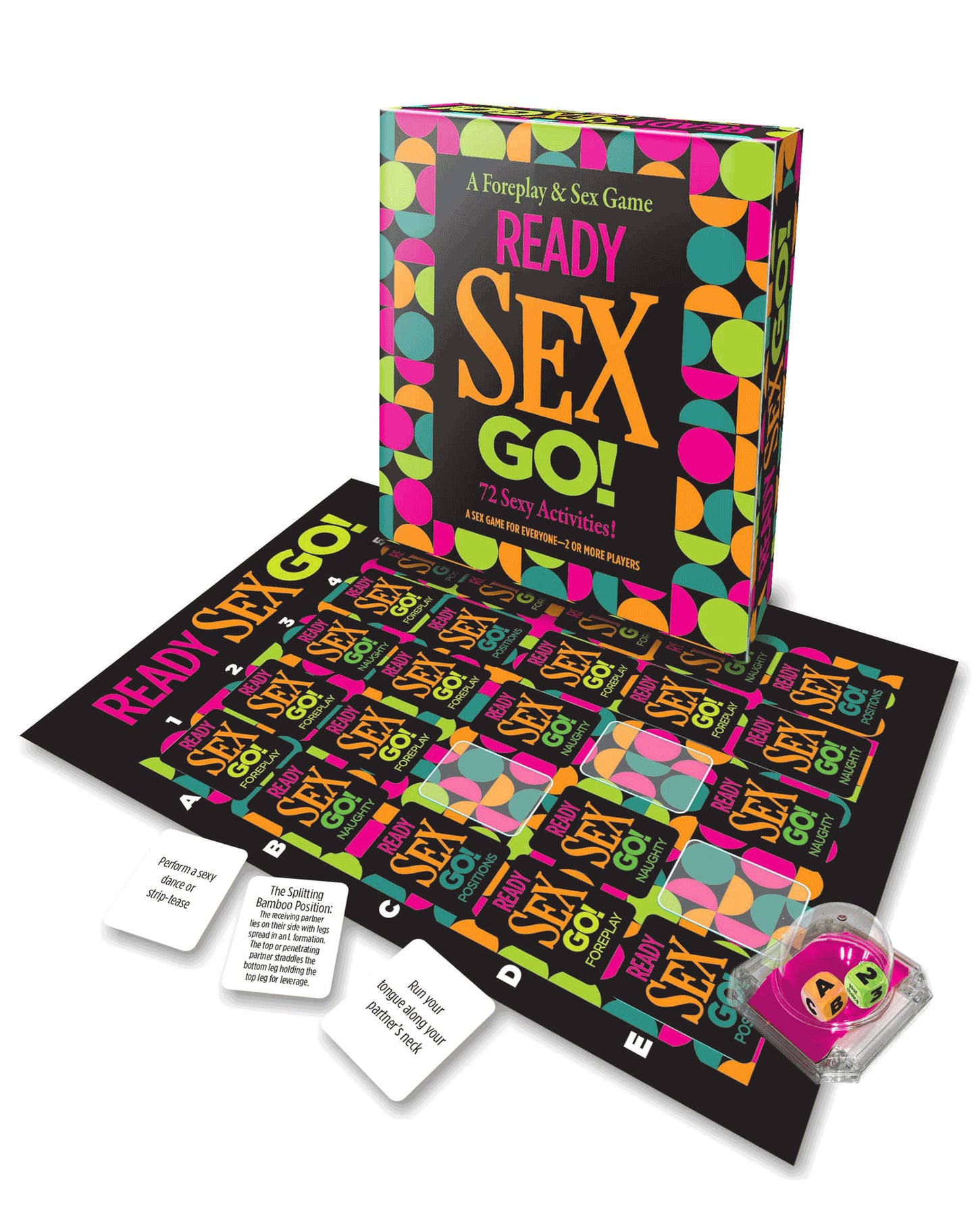 Ready Sex Go! Dice Game for adults featuring a colorful box and game board designed for intimate couples' fun.
