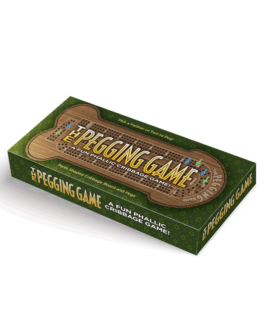 The Pegging Game box featuring a playful, phallic design for a unique cribbage experience.